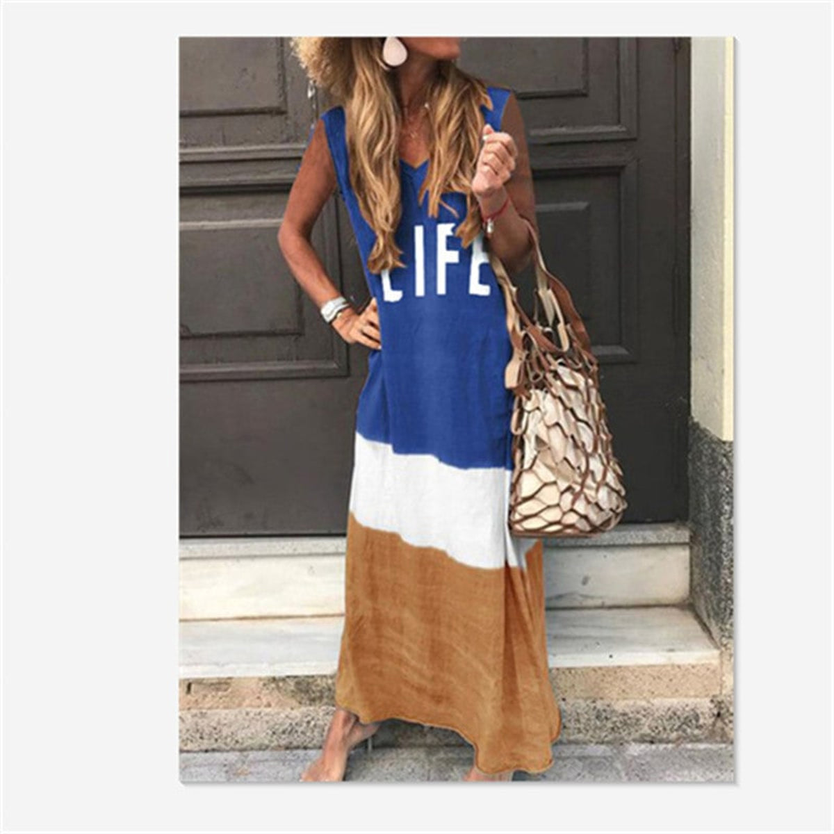 Women Vest Dress with Flattering Fit and Color Block - Image 3