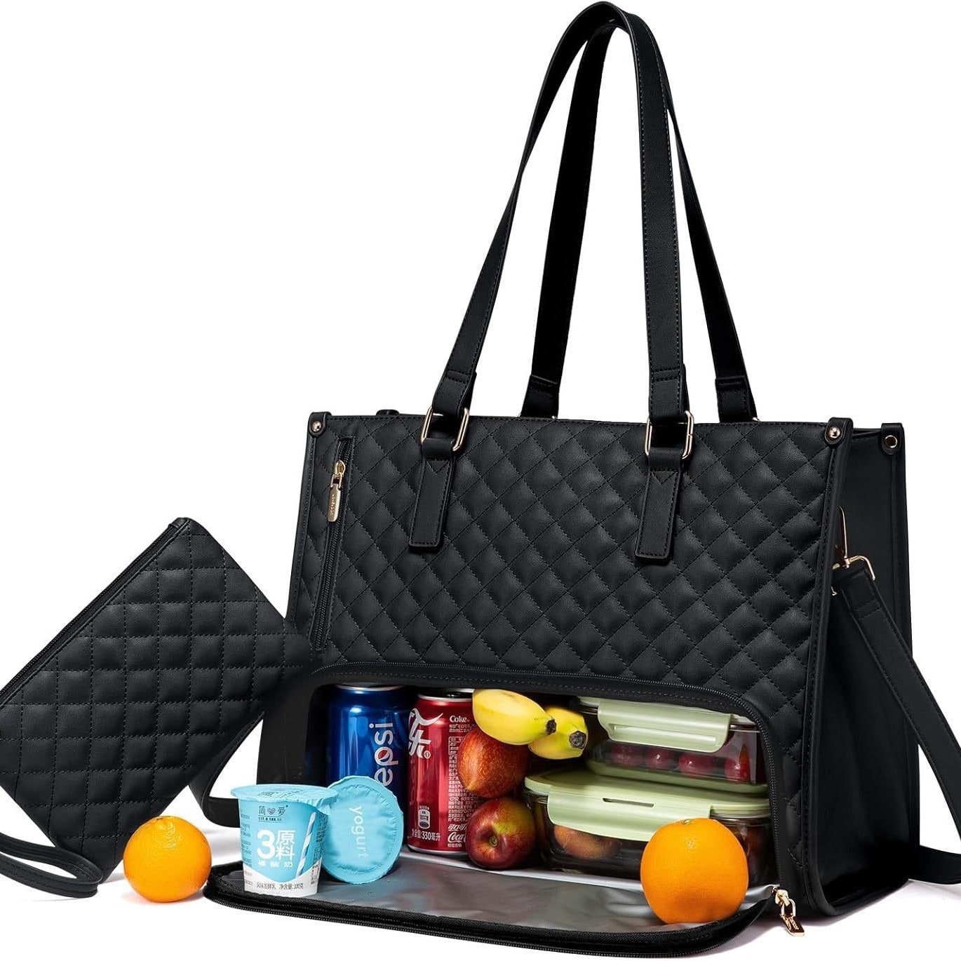 Women's Lunch Bag Insulated Lunch Tote Bag Laptop Bag Quilted Pouch - Image 2