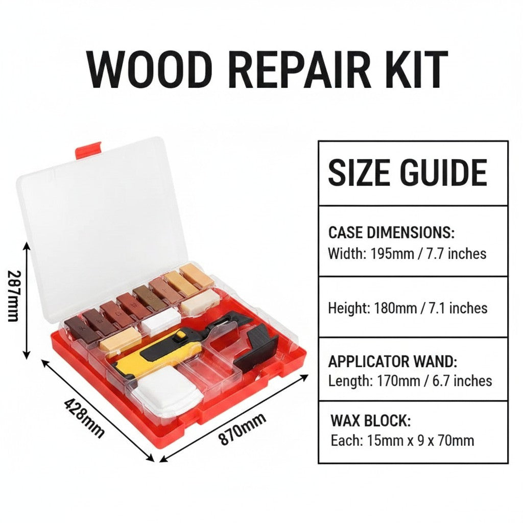 wood repair wax kit dimensions and size guide
