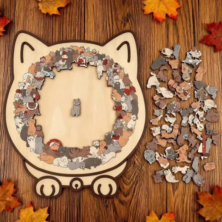 Wooden Cat Puzzle 135 Piece Morandi Wood Jigsaw For Adults - Image 2