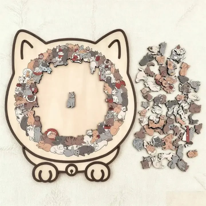 Wooden Cat Puzzle 135 Piece Morandi Wood Jigsaw For Adults - Image 6