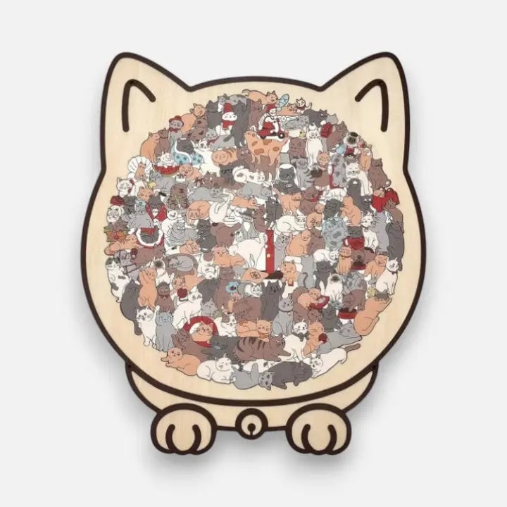 Wooden Cat Puzzle 135 Piece Morandi Wood Jigsaw For Adults - Image 7