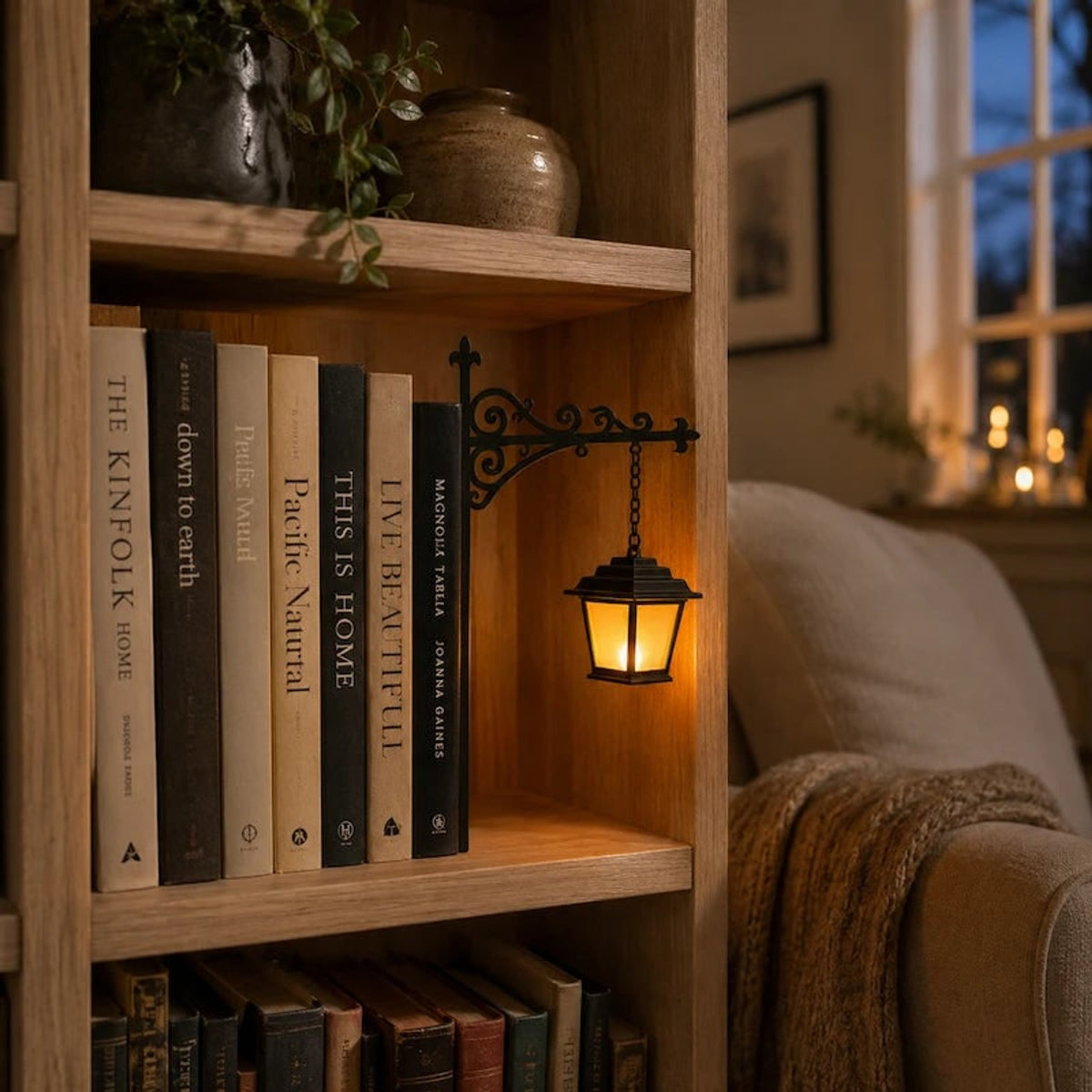 Wrought Iron Pendant Bookshelf Light With Ornate Bracket - Image 11